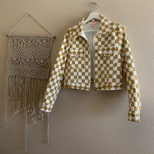 Yellow and white checkered jacket